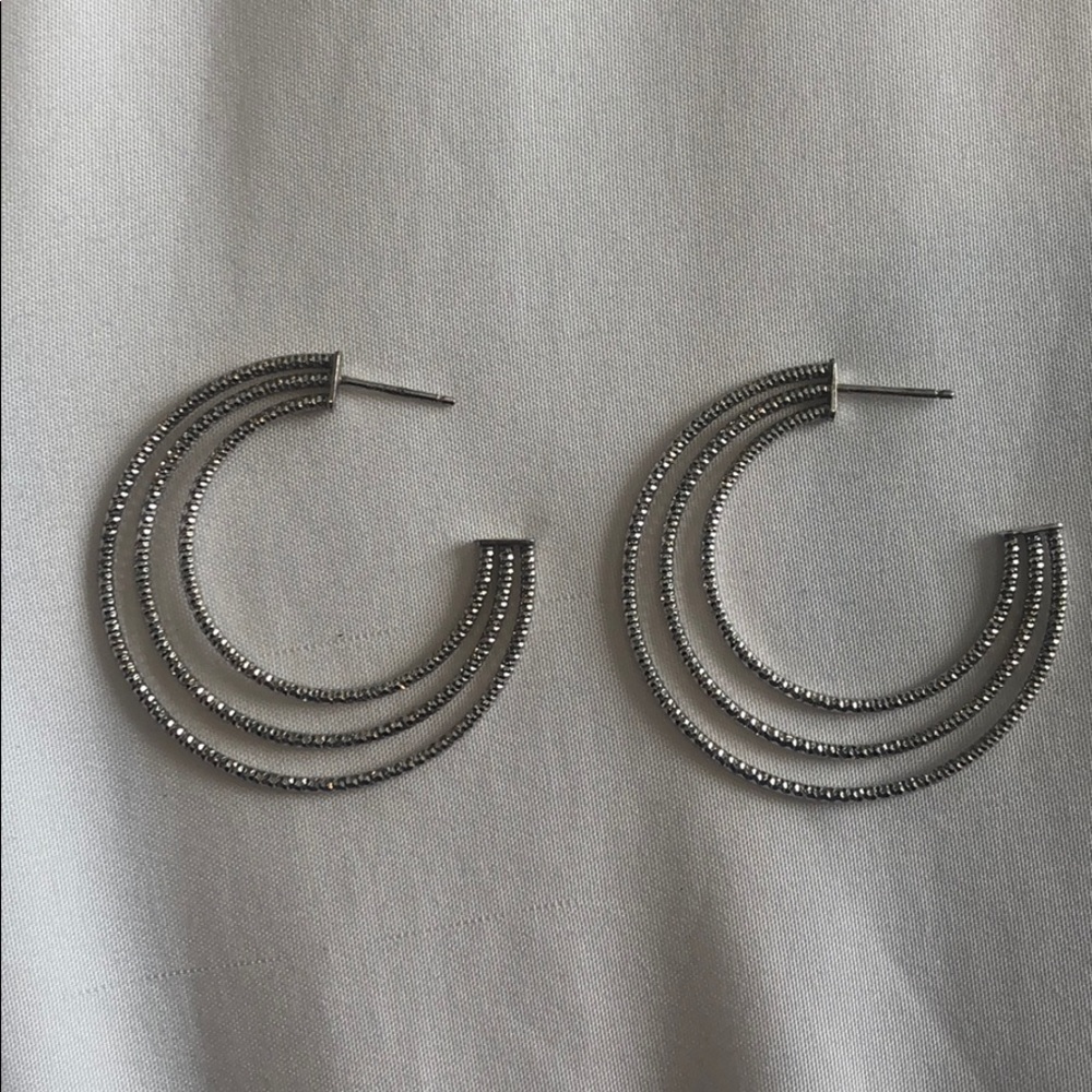 Silver Triple Hoops